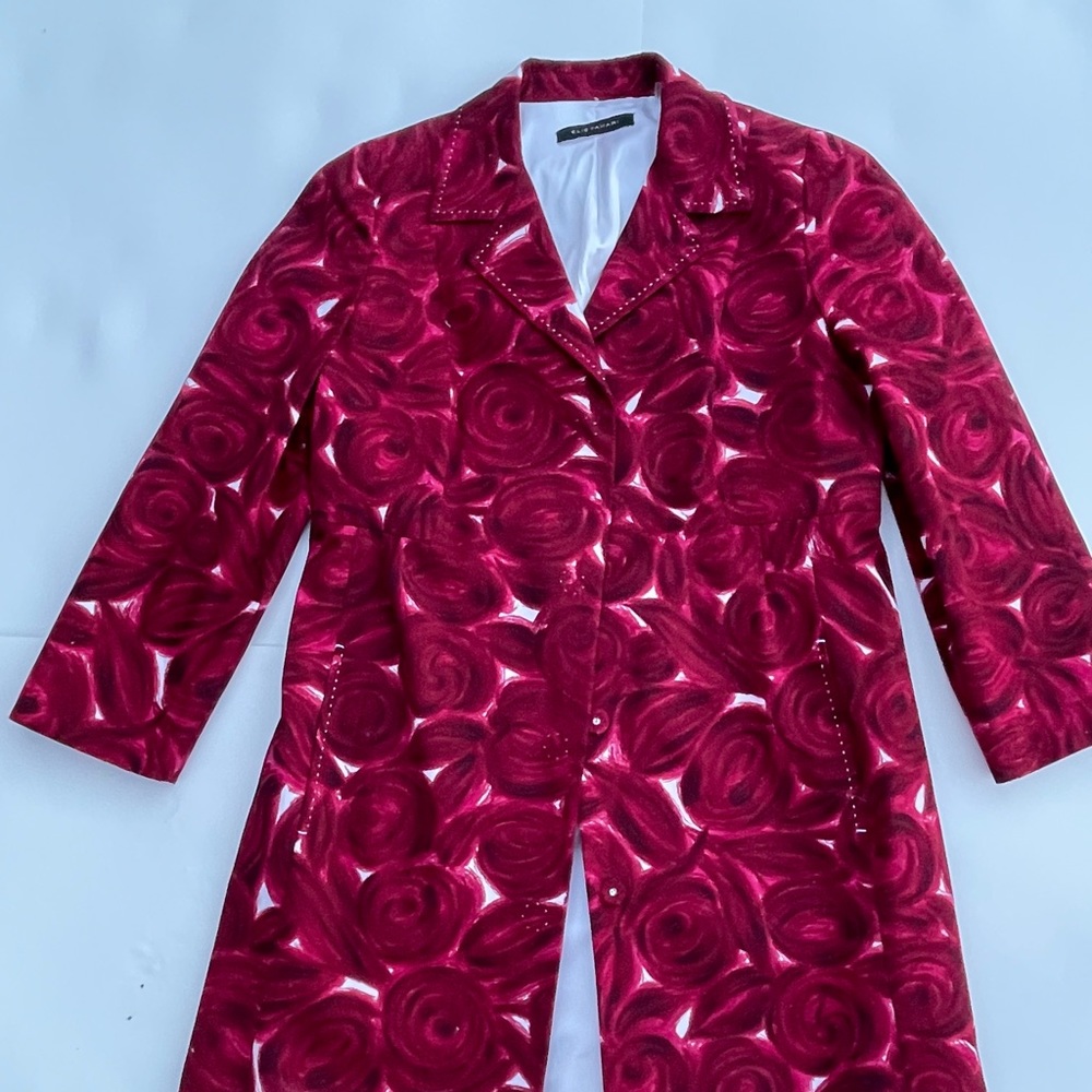 Red floral Eli Tahari jacket! Like new!